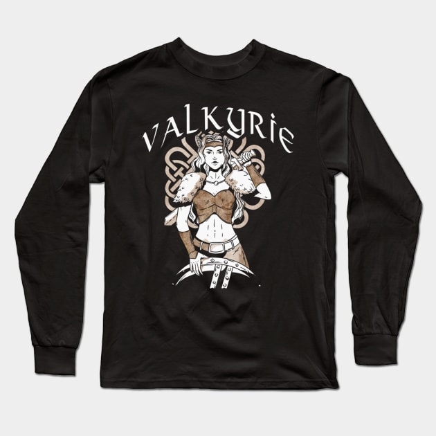 Viking Valkyrie Nordic Norse Mythology Warrior Long Sleeve T-Shirt by Sassee Designs